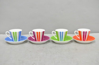 Kate Spade Lenox Collins Stripe Demitasse Espresso Cup & Saucer NIB - Set of 4