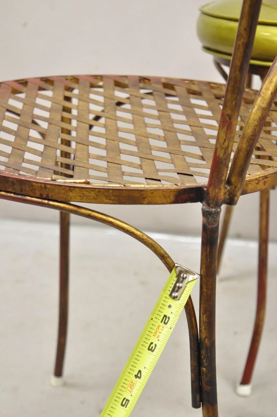 Vintage Italian Hollywood Regency Iron Gold Gilt Lattice Dining Set - 7 Pc Set