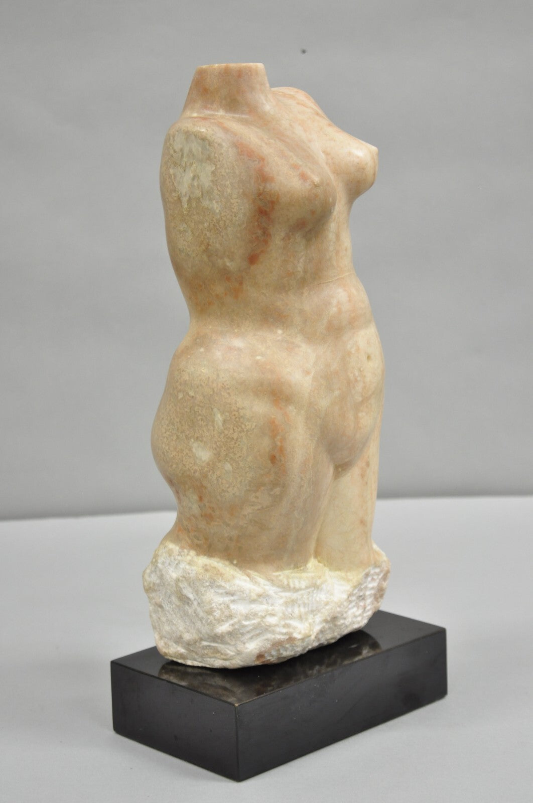 Morton Gaffin Female Nude Bust Modernist Carved Peach Alabaster Sculpture