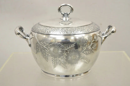 Antique Art Nouveau Silver Plated Lidded Soup Tureen Engraved "Louise"