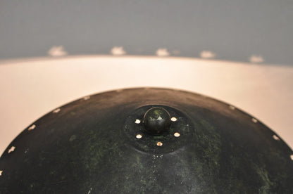 Brutalist Mid Century Modern Verdigris Green Bronze Star Cutout Small Table Lamp