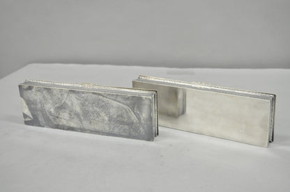 Vintage English Regency Silver Plated Narrow Vanity Dresser Jewelry Box - a Pair