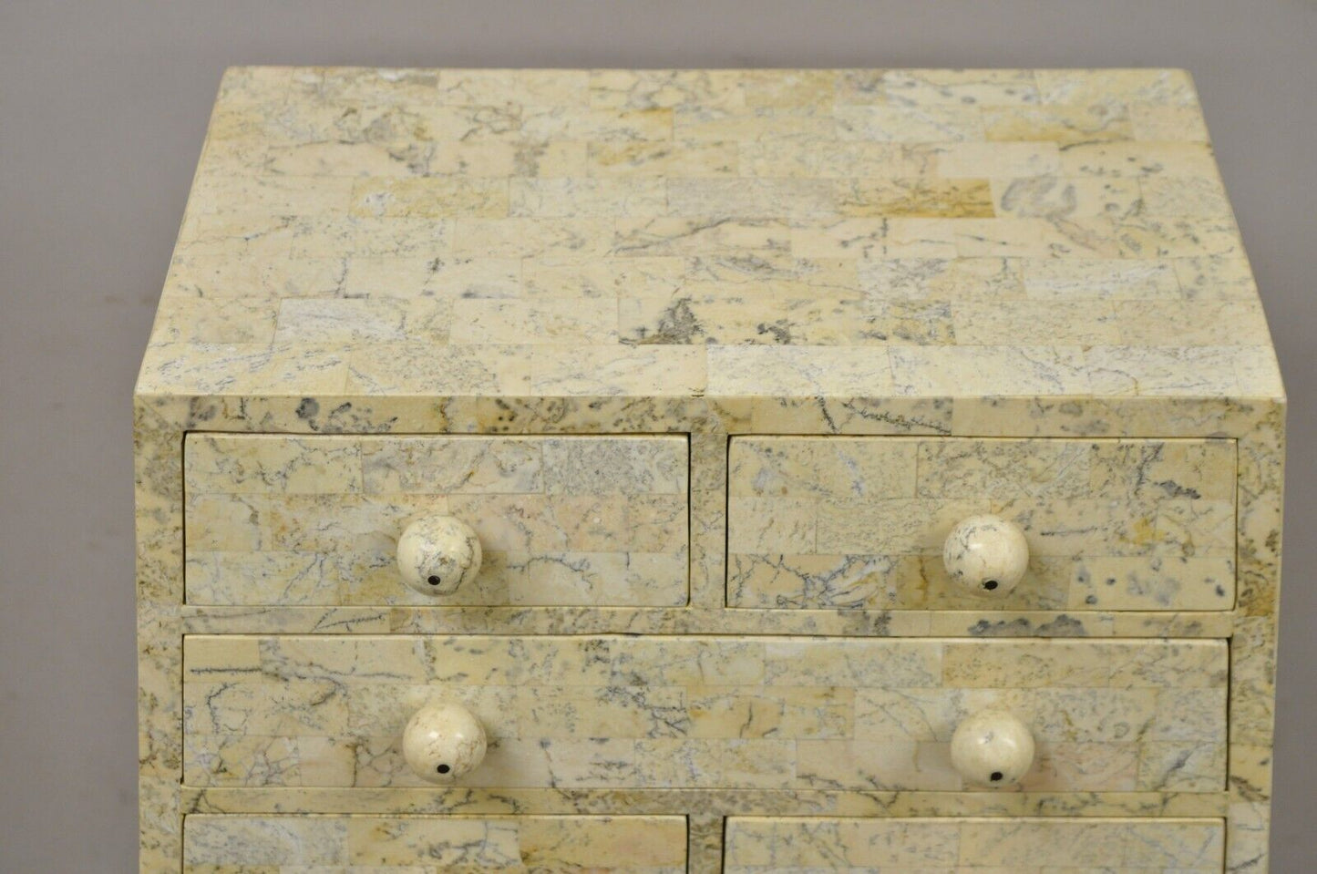 Maitland Smith Tessellated Marble Stone Modern Pyramid Chest of Drawers