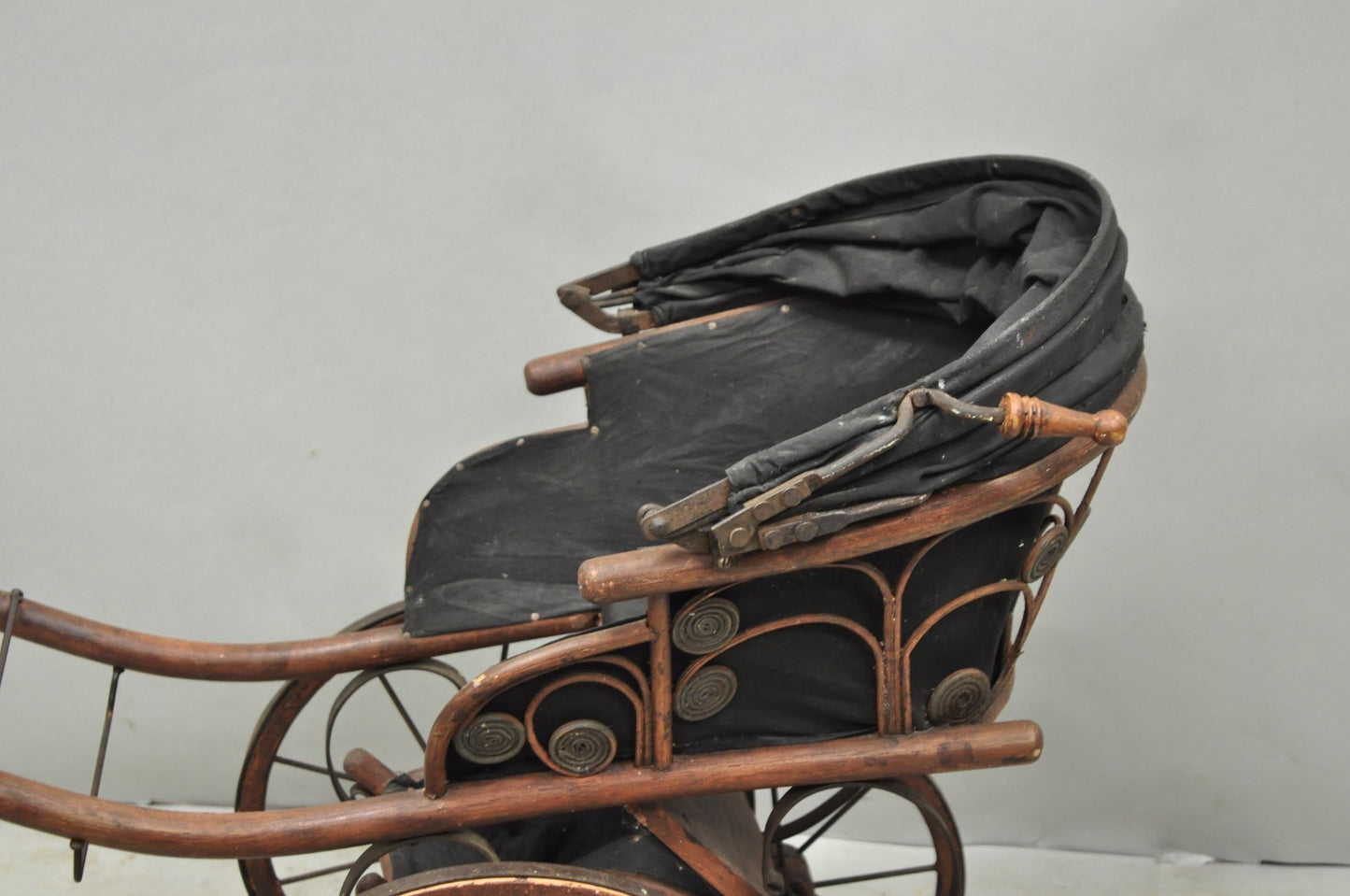 Antique Victorian Bentwood Small Child Size Decorative Baby Buggy Carriage