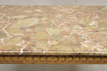 Vintage Italian Neoclassical Style Pink Rouge Marble Square Coffee Table