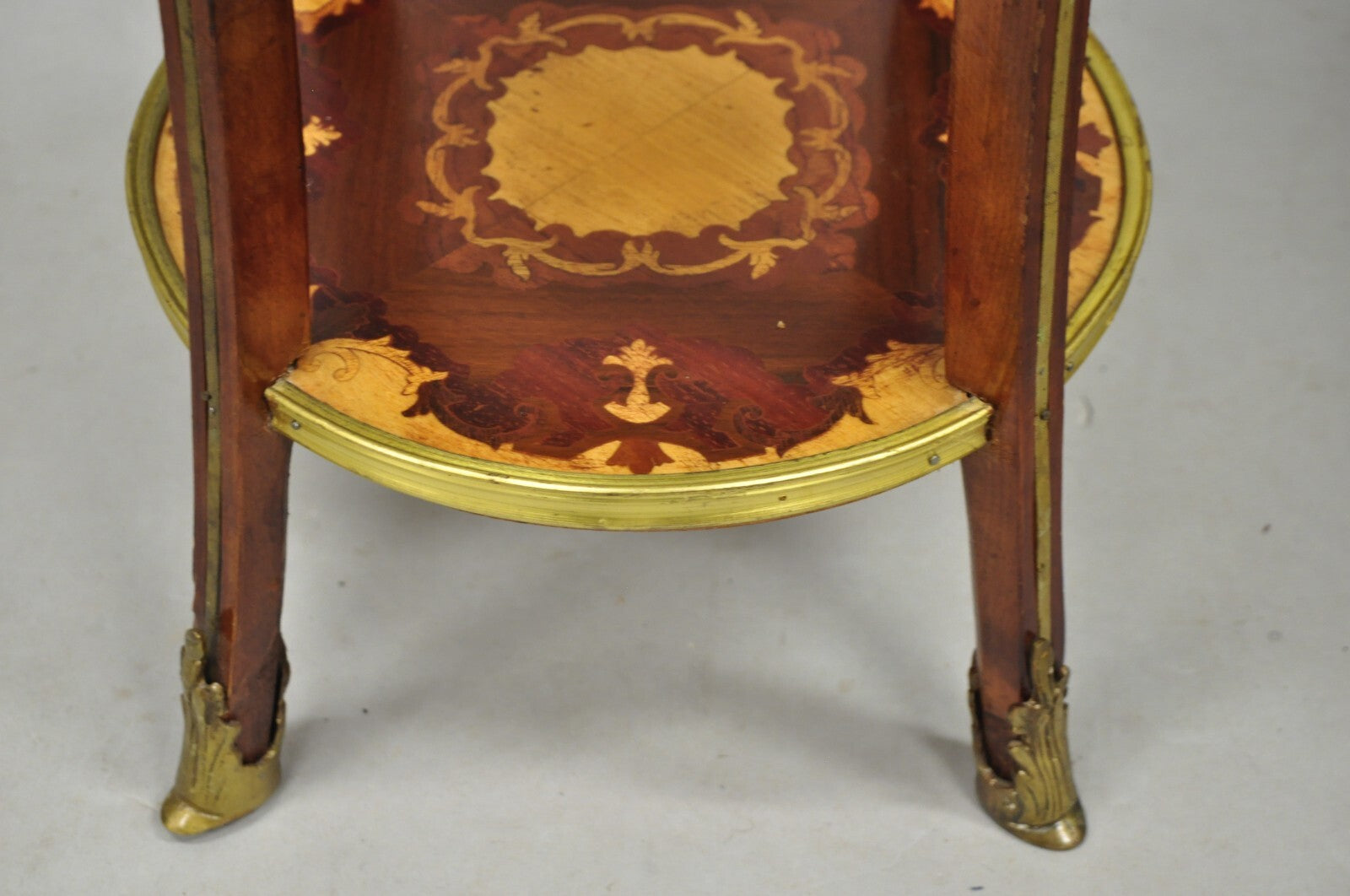Vintage French Louis XVI Style Bronze Rams Head Ormolu 3 Tier Round Side Table
