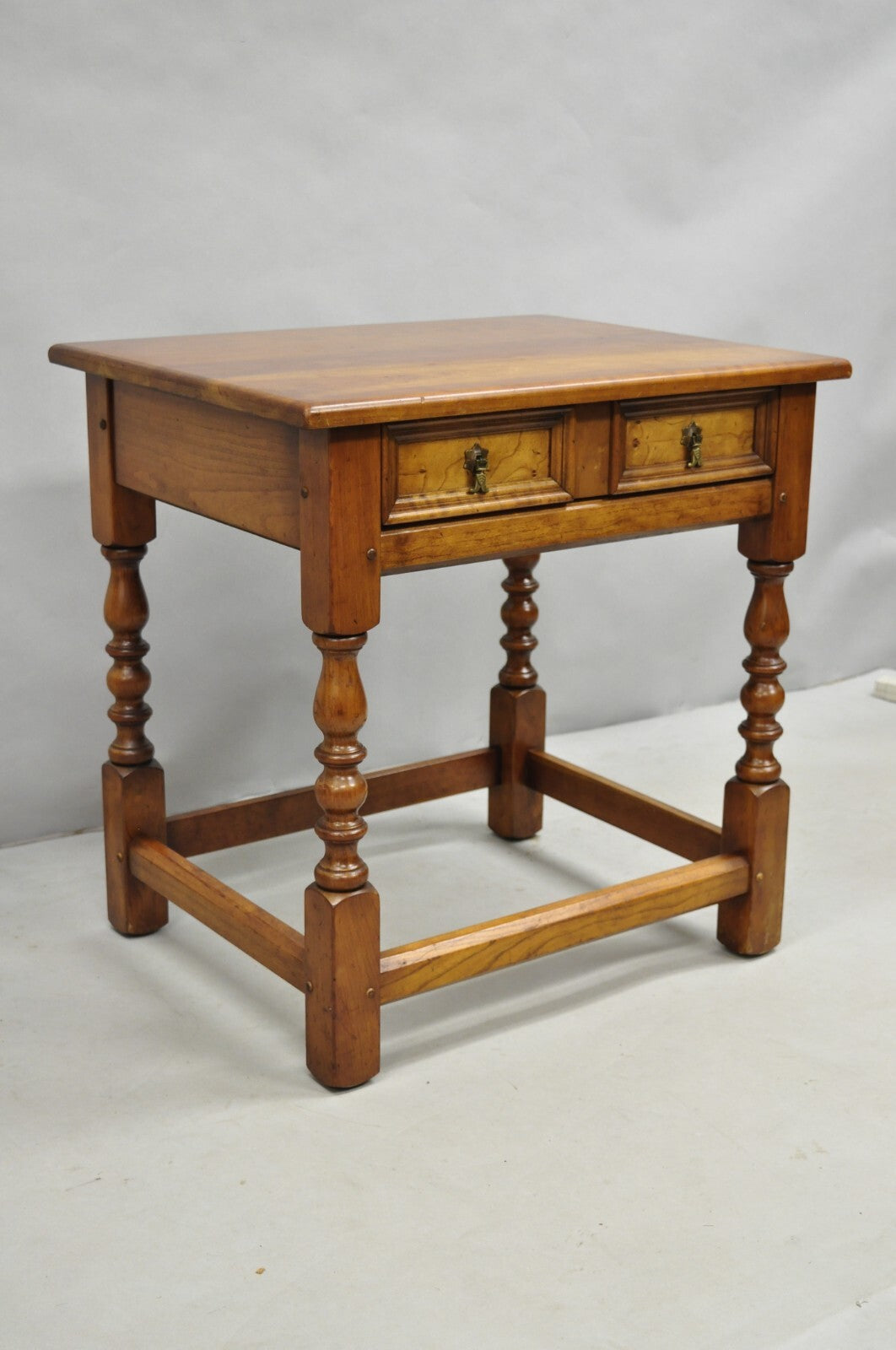 Antique L & J G Leopold Stickley Jacobean Cherry Wood One Drawer End Side Table