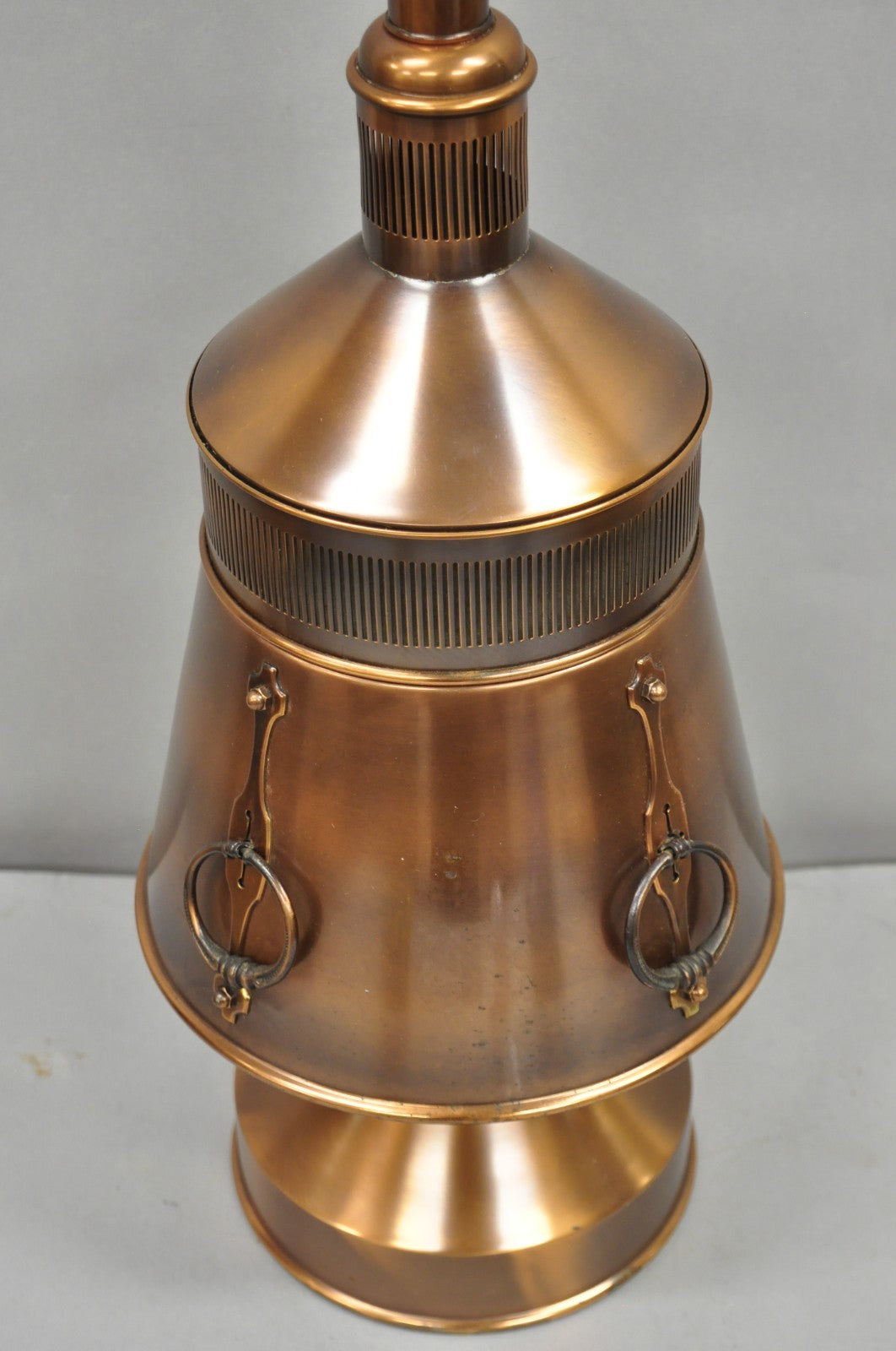 Vintage Industrial Mid Century Modern Copper Metal "Ship Turbine" Table Lamp