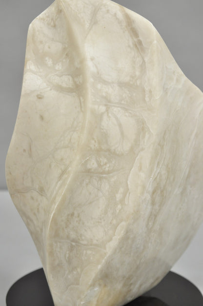 Morton Gaffin Untitled 1992 Modernist Carved White Alabaster Abstract Sculpture