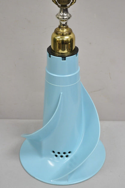 Vintage Mid Century Modern Turquoise Blue Washing Machine Agitator Table Lamp