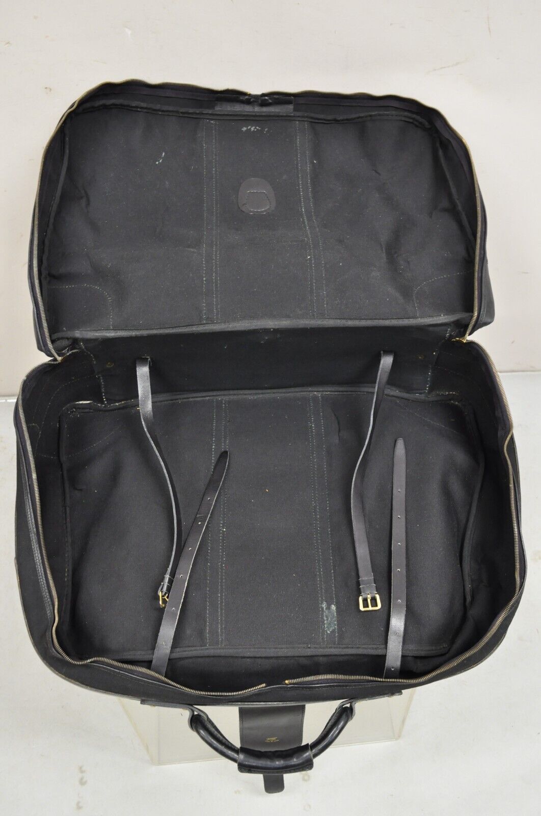 Vintage Gucci Black Canvas & Leather Suitcase Luggage Travel Bag Set - 2 Pcs