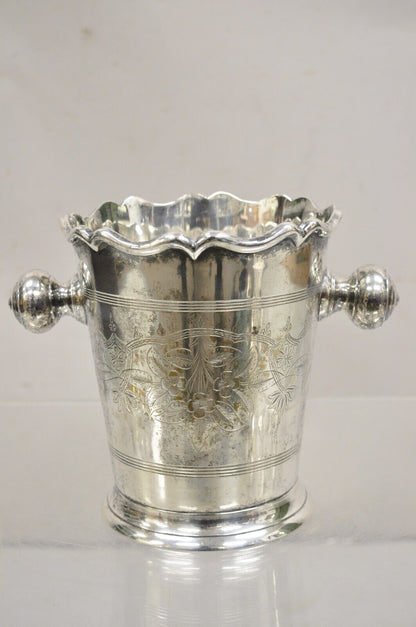 Antique Art Nouveau Twin Knob Handle Silver Plated Champagne Chiller Ice Bucket