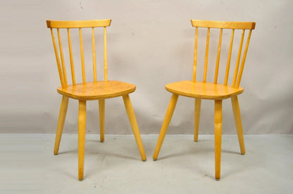 Vintage Mid Century Modern Spindle Back Birch Maple Side Chairs - a Pair