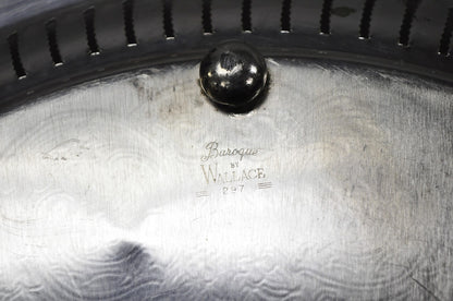 Vintage Baroque by Wallace Silver Plated Round Footed Serving Platter Bar Tray