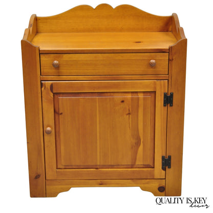 Vintage Broyhill USA Colonial Style Pine Wood Washstand Side Table Cabinet