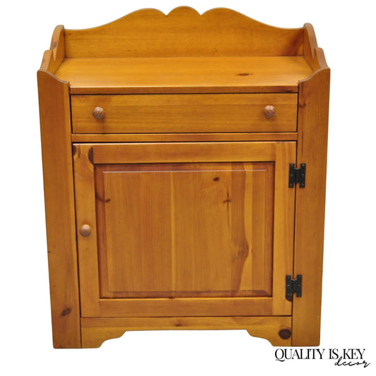 Vintage Broyhill USA Colonial Style Pine Wood Washstand Side Table Cabinet