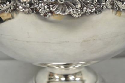 Vintage FB Rogers 5614 Victorian Silver Plated Punchbowl w/ Round Tray, 2 Pc Set