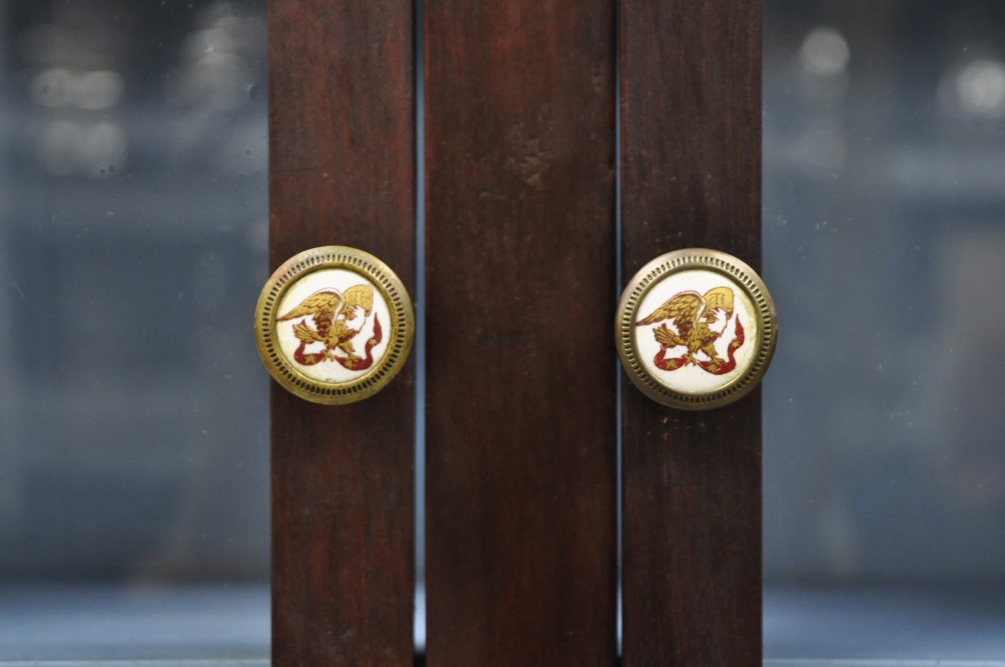 American Colonial Walnut Salesman Sample Apothecary Cupboard Display Cabinet