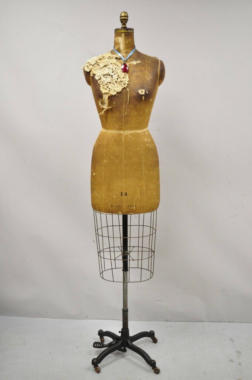 Antique J.R Bauman Model 1957 Size 14 Cage Dress Form Mannequin