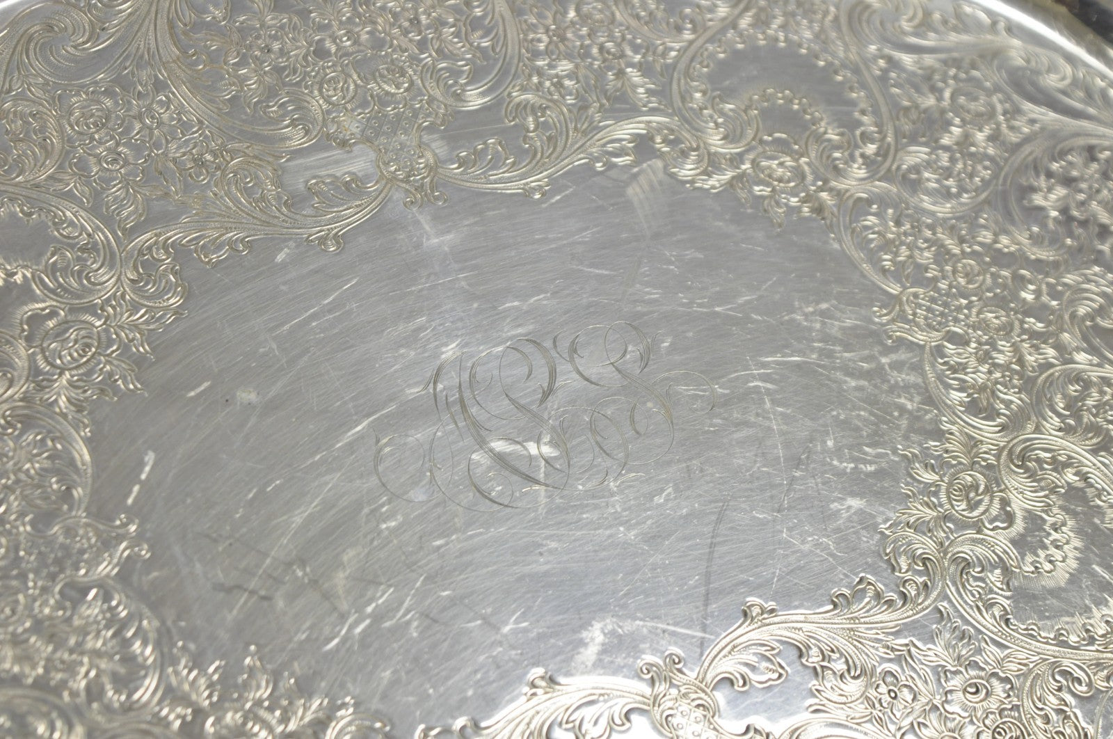 Vintage English Victorian EGW&S Silver Plated Oval Serving Platter Tray w/ Mono