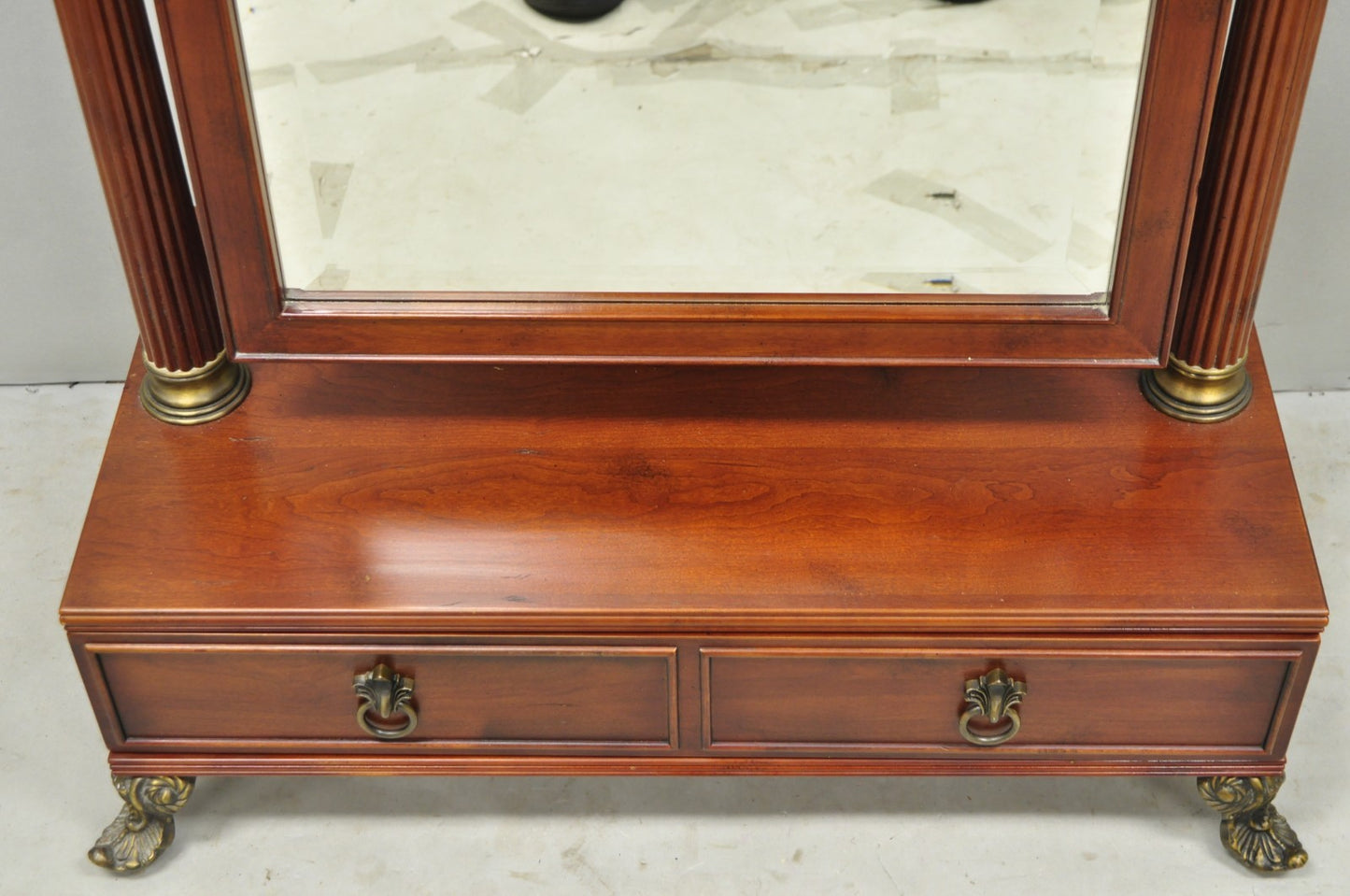 Bombay Company Cherry Wood Victorian Style Standing Cheval Mirror with Drawer