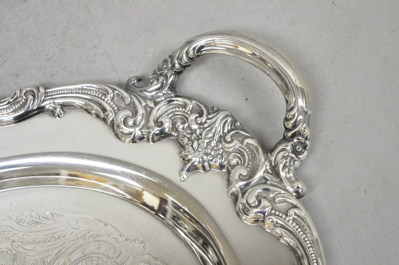 Vintage Reed & Barton 1955 Victorian Silver Plated Oval Bar Serving Platter Tray