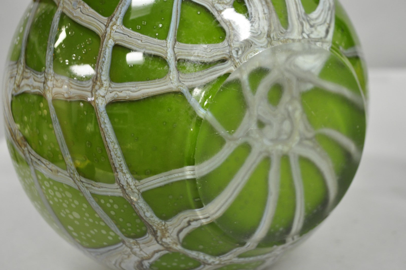Vintage Italian Mid Century Modern Hand Blown Bubble Glass Green Studio Vase