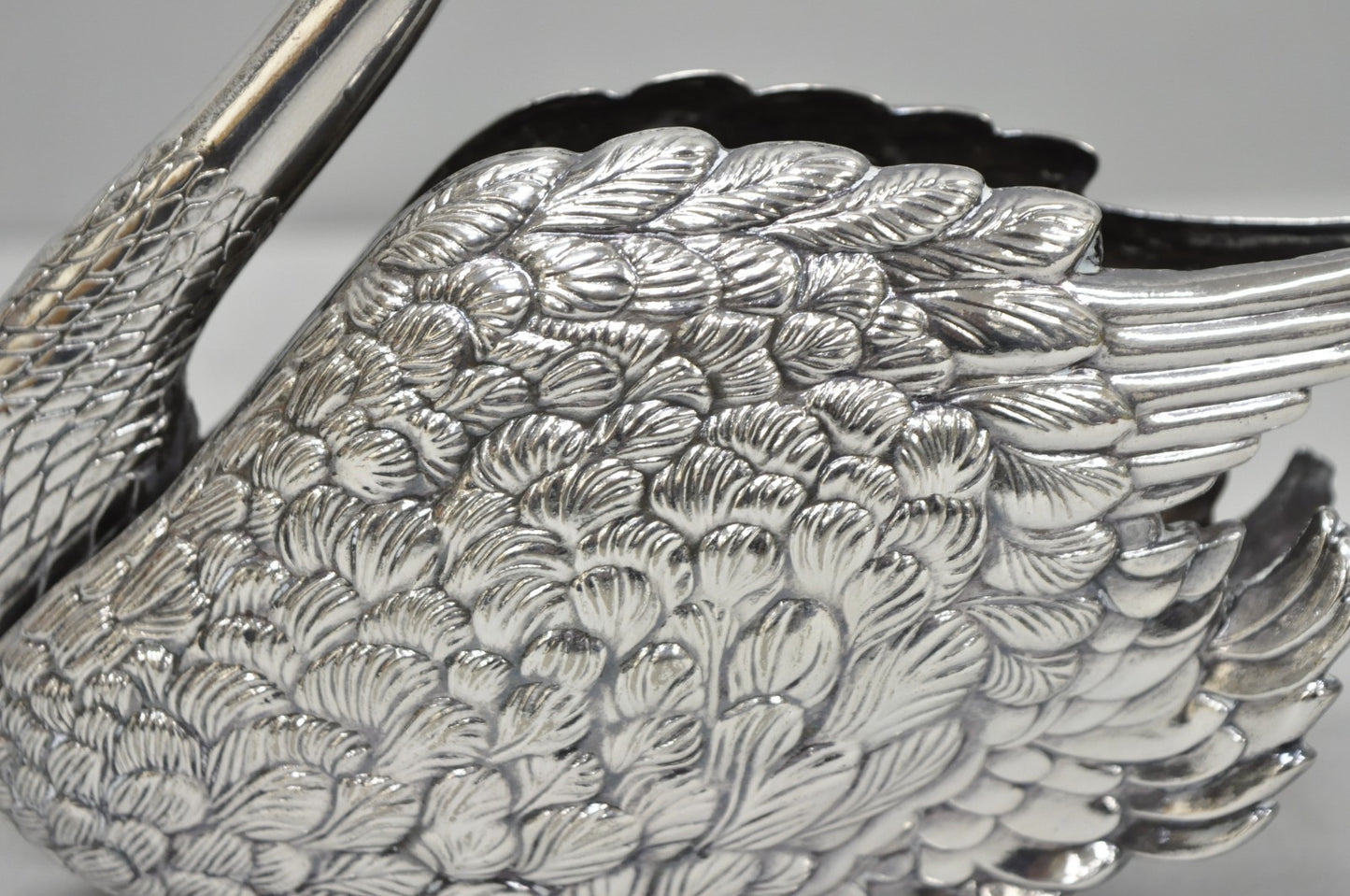 Vintage Art Nouveau Godinger Italy Silver Plated Swan Bird Napkin Letter Holder