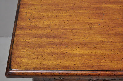 Vintage French Country Pine Wood Distress Floral Carved 1 Drawer Writing Desk