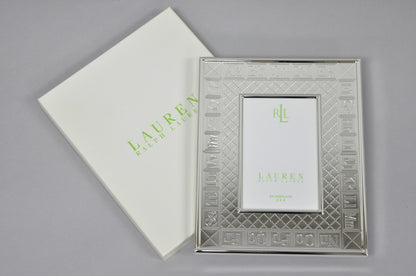 Ralph Lauren Silver Plated 4x6 Picture Frame MacKenzie Quilt Alphabet Motif NIB