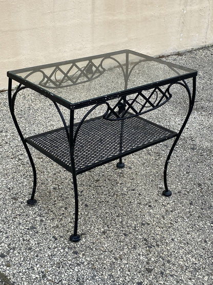 Vintage Wrought Iron Meadowcraft Salterini Style 2 Tier Garden Patio Side Table