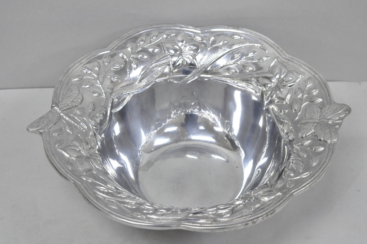 Vintage Lenox Dragonfly & Butterfly Meadow Art Nouveau Cast Aluminum Salad Bowl