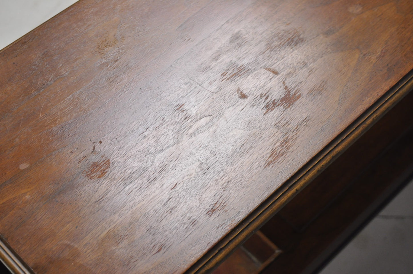 Vintage Baker Dark Cherry Wood Narrow French Console Hall Table w Copper Inserts