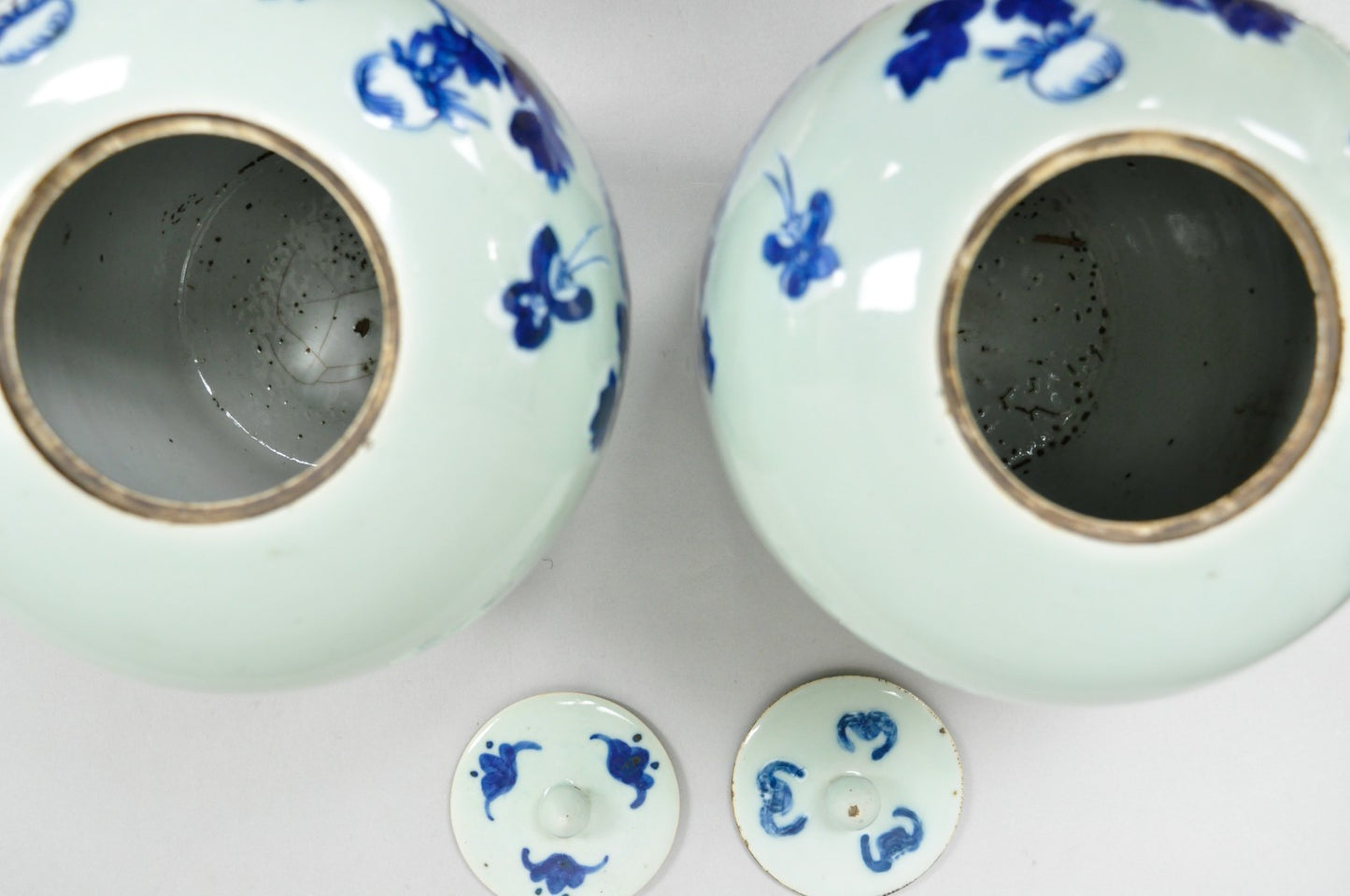 Antique Chinese Phoenix Bird Celadon Green Porcelain Covered Ginger Jar - Pair