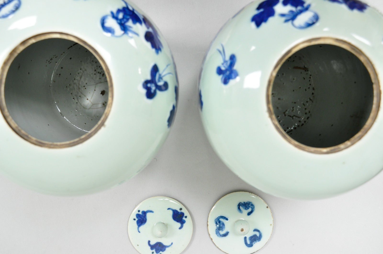 Antique Chinese Phoenix Bird Celadon Green Porcelain Covered Ginger Jar - Pair