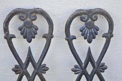 Antique Victorian Cast Iron Gate Supports Architectural Elements - a Pair