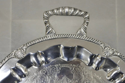 Vintage Federal Silver Co Silver Plated Round Twin Handle Bar Platter Tray