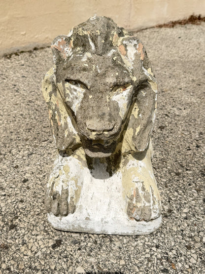 Vintage Classical Style Cast Cement Concrete Guardian Entry Lions - Pair
