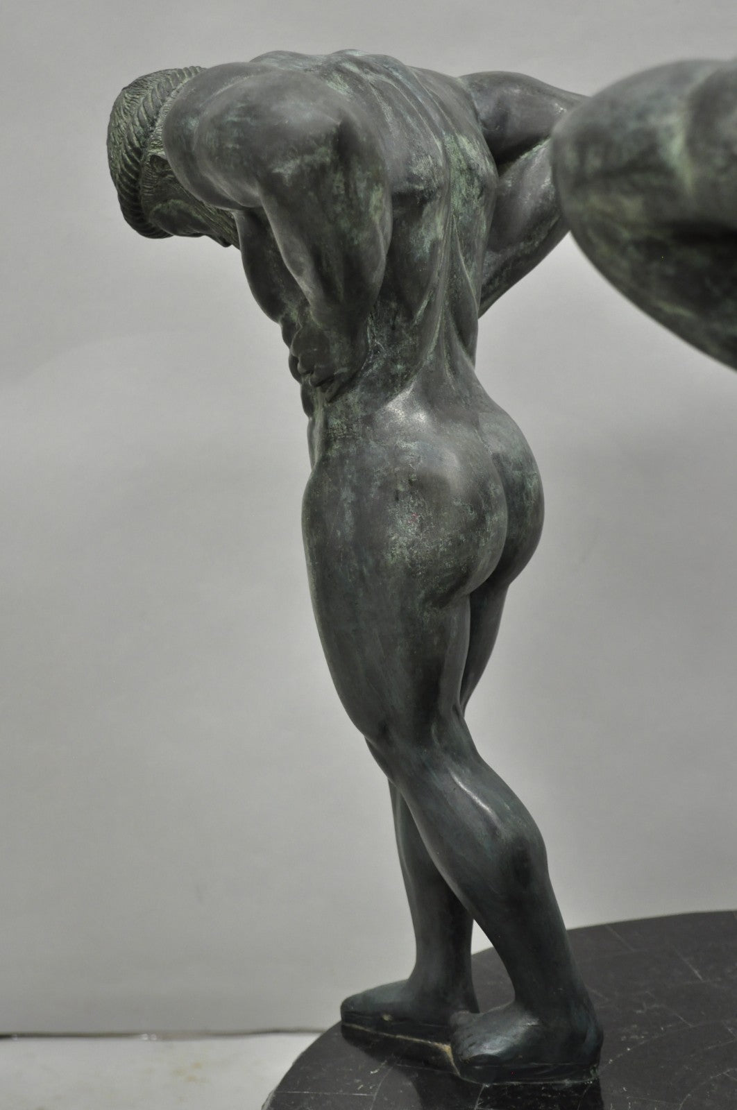 Maitland Smith Neoclassical Bronze Figural Greco Roman Pedestal Dining Table