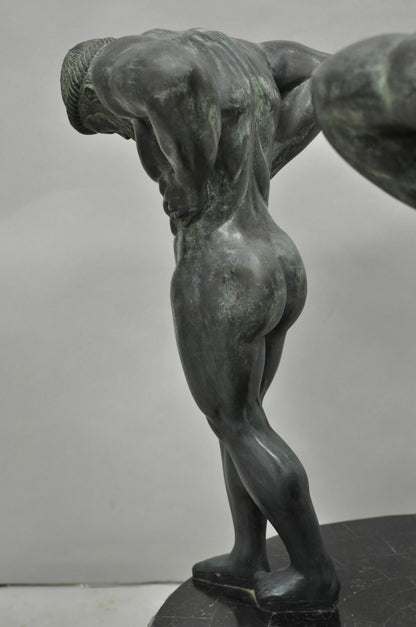 Maitland Smith Neoclassical Bronze Figural Greco Roman Pedestal Dining Table