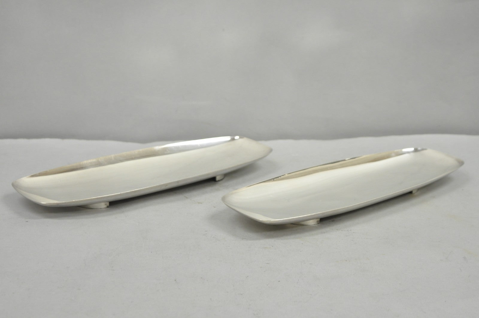 Vintage Mid Century Modern FB Rogers 529 Silver Plated Narrow Trinket Dish Pair