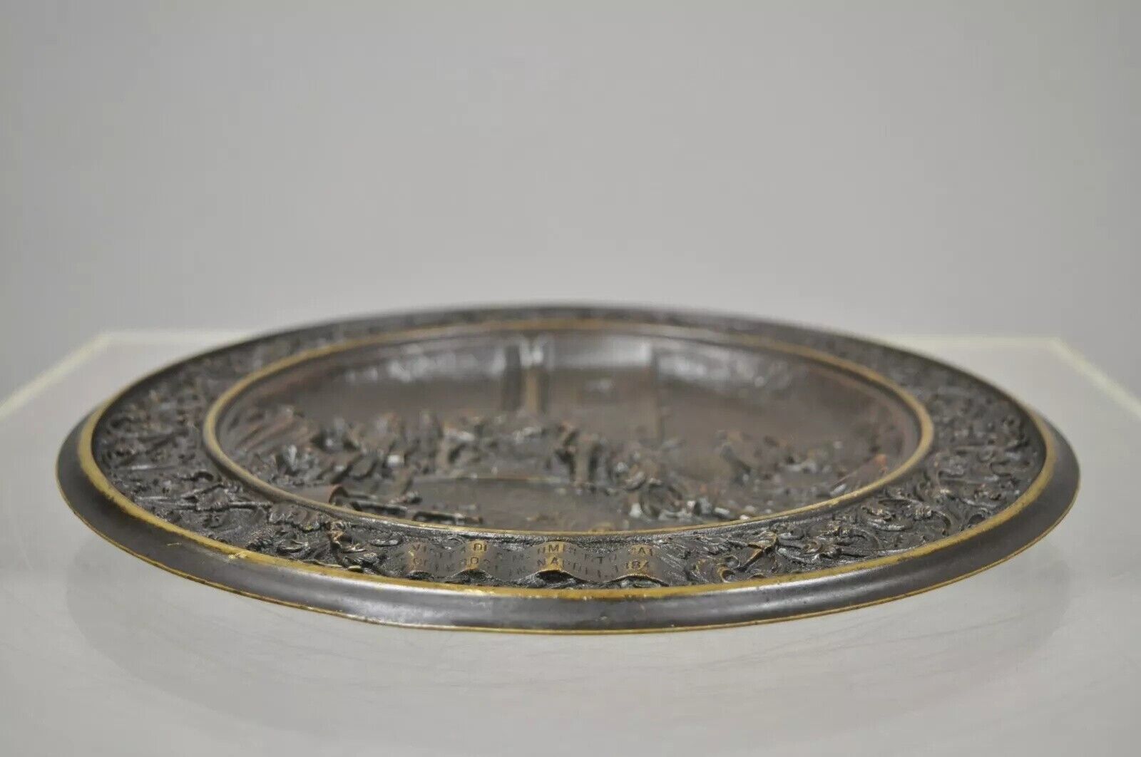 Bronze King Umberto Visiting Cholera Hospital Naples 1884 Dish Wall Plaque