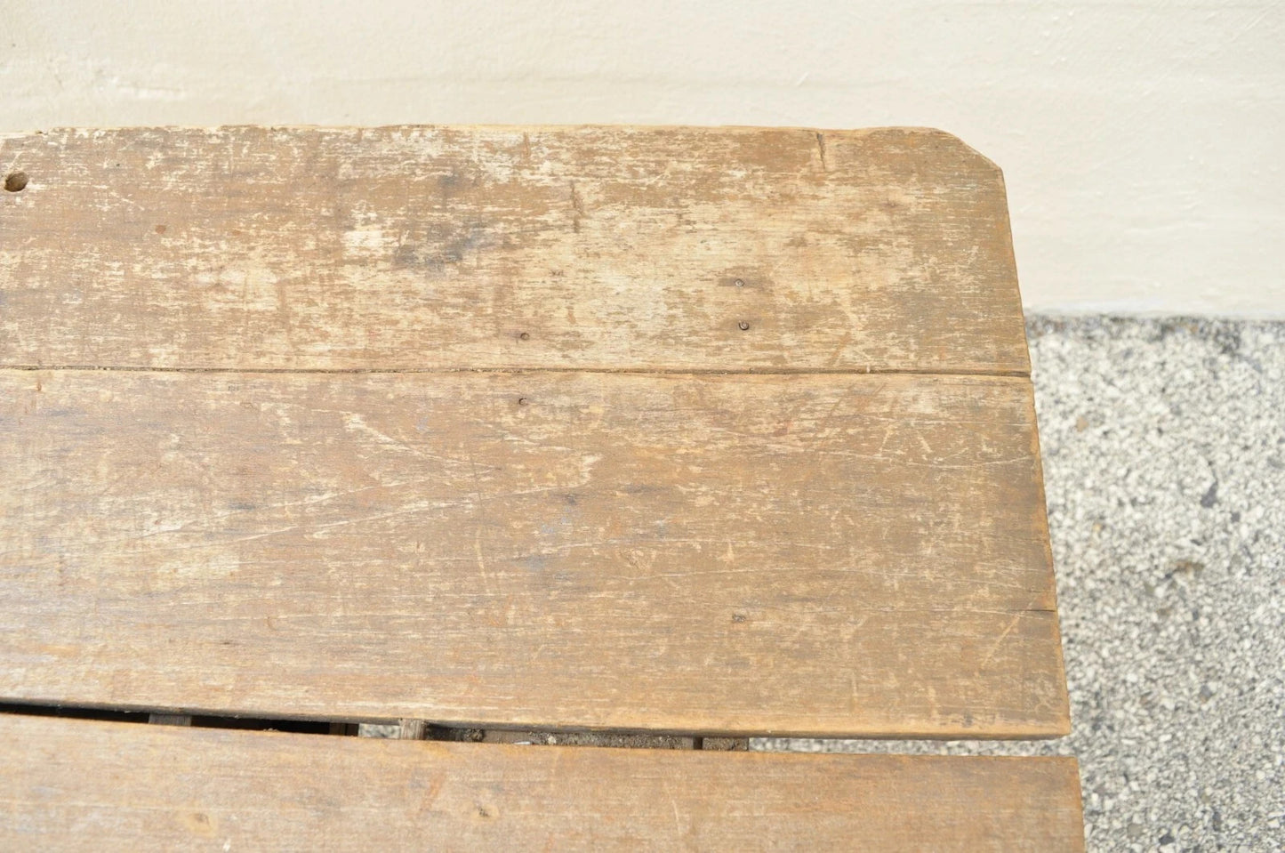 Antique French Country Primitive Black Distress Painted 1 Drawer Desk Work Table