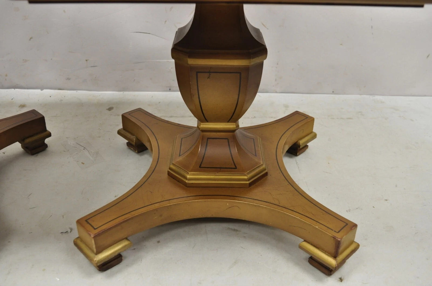 Vintage Empire Style Low Marble Top Pedestal Base Side Tables by Imperial - Pair