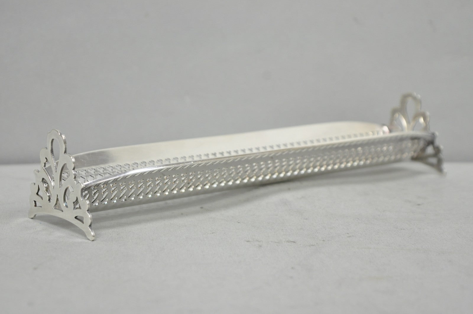 Vintage English Regency Silver Plated Reticulated Sugar Cube Cracker Caddy