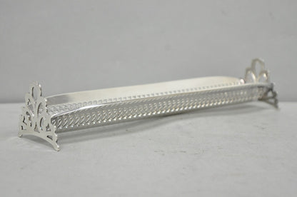 Vintage English Regency Silver Plated Reticulated Sugar Cube Cracker Caddy