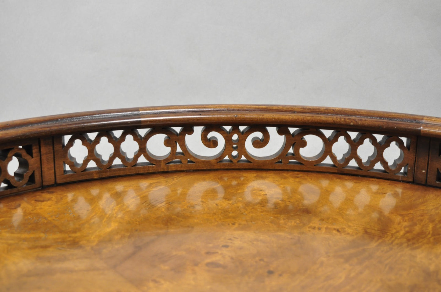Georgian Chippendale Fretwork Gallery Round Mahogany Occasional Side Table