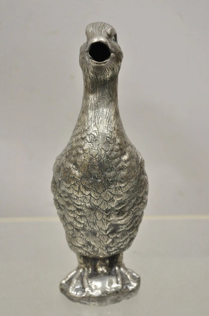 Vintage Figural Duck Mallard Silver Plated Water Pitcher Decanter by Alpaca