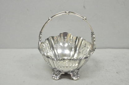 Antique Wallace Bros Victorian Silver Plated Reticulated Small Basket Nut Dish