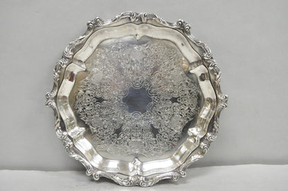 "La Reine" by Wallace Round Scalloped Footed Silver Plated Serving Platter Tray